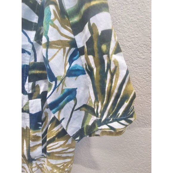 Chico's Linen Tropical Zip Front 3/4 Sleeve Casual Blouse XL - Picture 6 of 8
